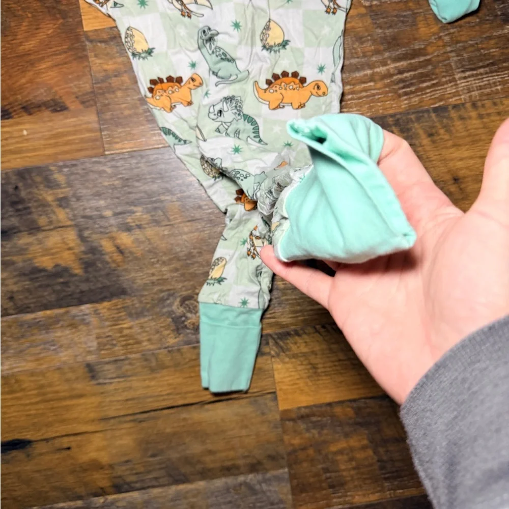 Unbranded Kids Mint Dinosaur One-Piece Sleeper